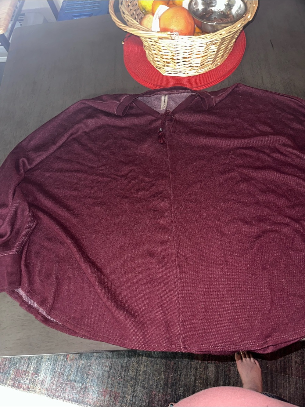 Women’s Burgundy Collared Button Pullover poncho